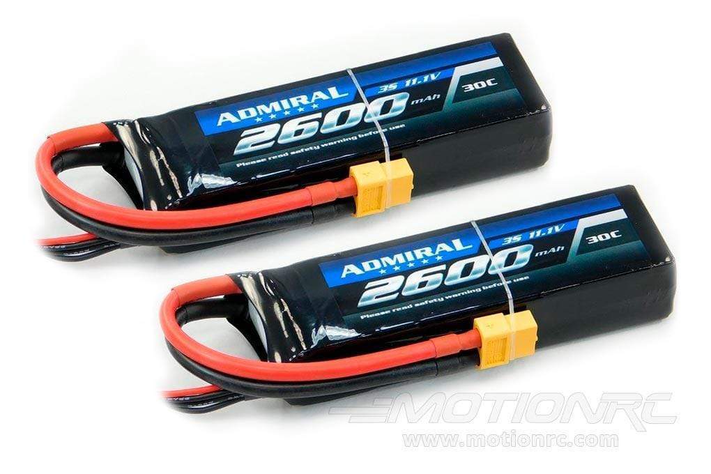 Admiral 2600mAh 3S 11.1V 30C LiPo Battery with XT60 Connector Multi-Pack (2 Batteries) ADM6024-003