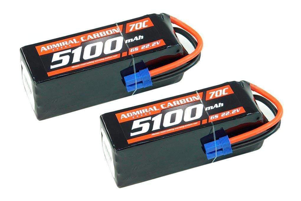 Admiral Carbon 5100mAh 6S 22.2V 70C LiPo Battery with EC5 Connector Multi-Pack (2 Batteries) ADM6024-013