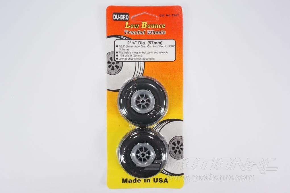Du-Bro 57.1mm (2.25") x 20mm Treaded Low Bounce PU Rubber Wheels for 4mm Axle (2 Pack) DUB225T