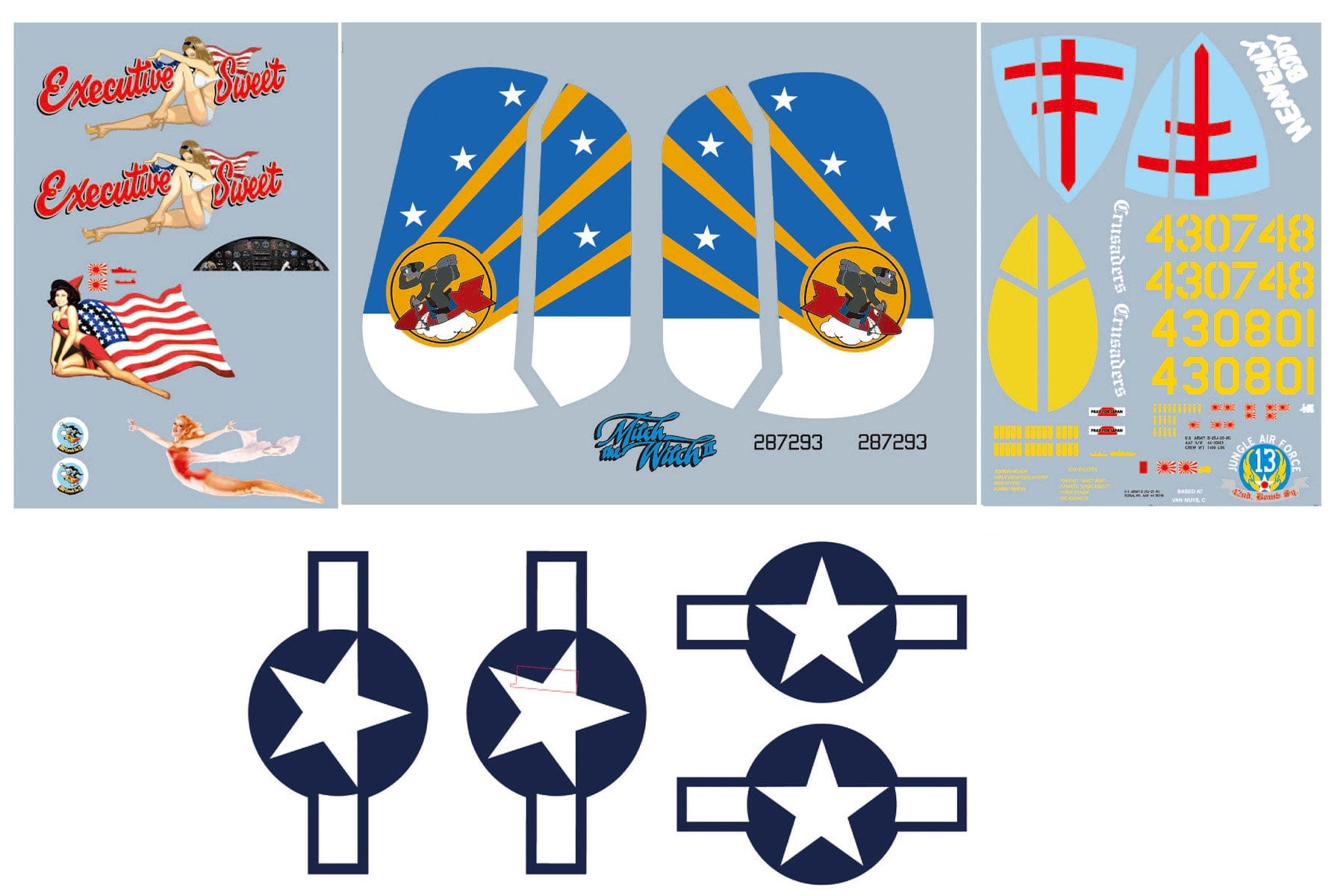 FlightLine 1600mm B-25J Mitchell Decal Set FLW3061107