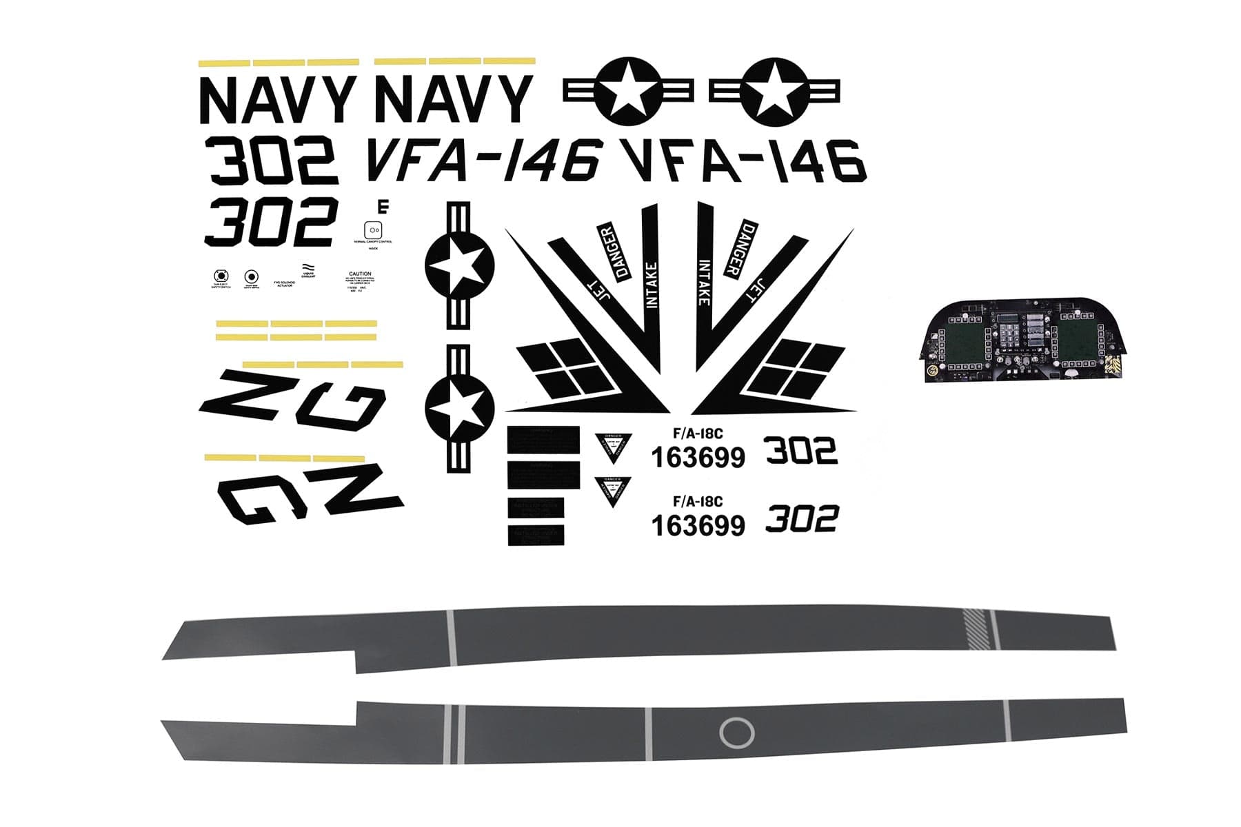Freewing 90mm EDF F/A-18C Hornet Decal Sheet - Base Gray FJ3142107