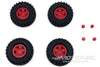 Hobby Plus 1/18 Scale Red Deep Star 1.2" Beadlock Wheel/Mudder XL Tire Set HBP240508
