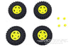 Hobby Plus 1/18 Scale Yellow Deep Star 1.2" Beadlock Wheel/Mudder XL Tire Set HBP240507