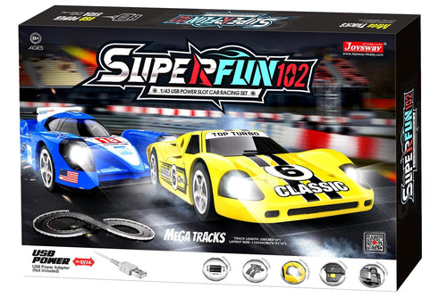 Joysway SuperFun 102 1/43 Scale USB-Powered Slot Car Set JSW9102