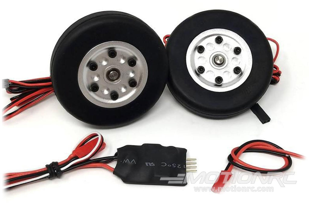 JP Hobby Electric Brakes with 75mm (2.95") x 14mm Rubber Wheels for 4mm Axles JPH6001-105