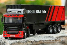 Load image into Gallery viewer, Turbo Racing Black 1/76 Scale Semi Truck with Trailer - RTR TBRC50B
