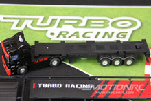 Load image into Gallery viewer, Turbo Racing Black 1/76 Scale Semi Truck with Trailer - RTR TBRC50B
