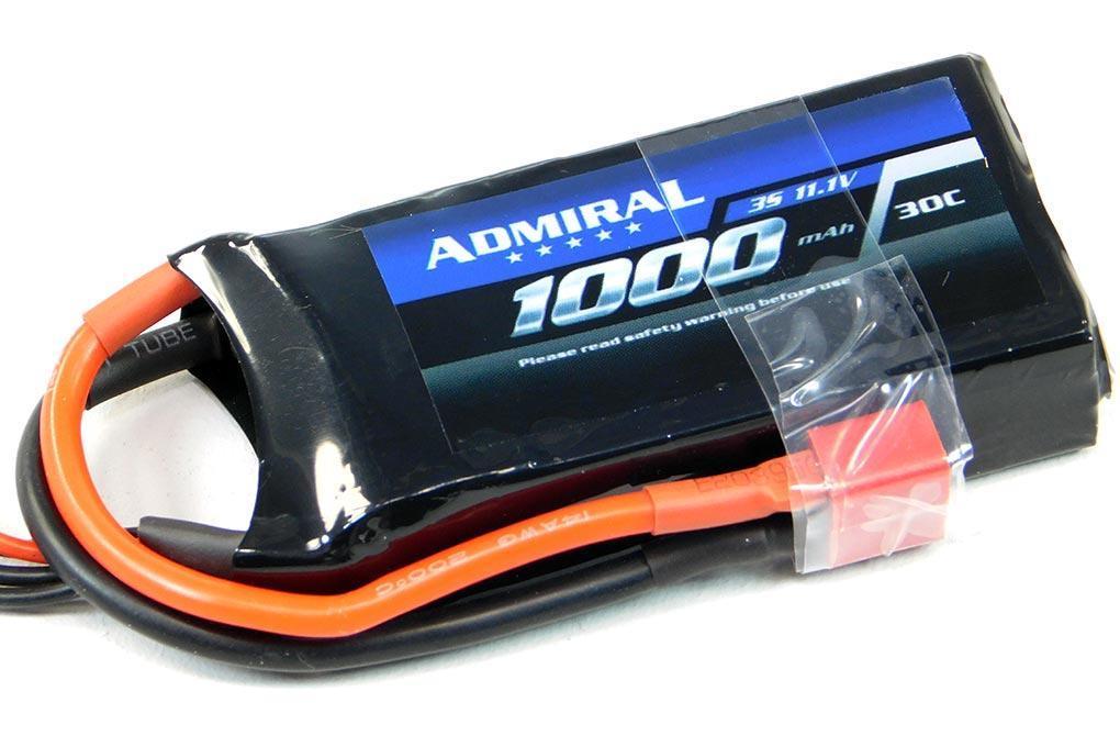 Admiral 1000mAh 3S 11.1V 30C LiPo Battery with T Connector EPR10003T