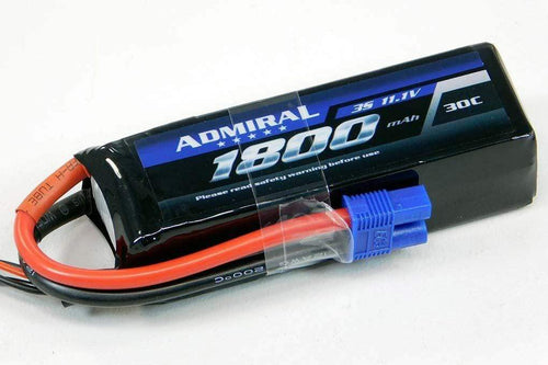 Admiral 1800mAh 3S 11.1V 30C LiPo Battery with EC3 Connector EPR18003E