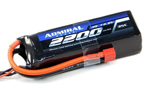 Admiral 2200mAh 4S 14.8V 35C LiPo Battery with T Connector EPR22004