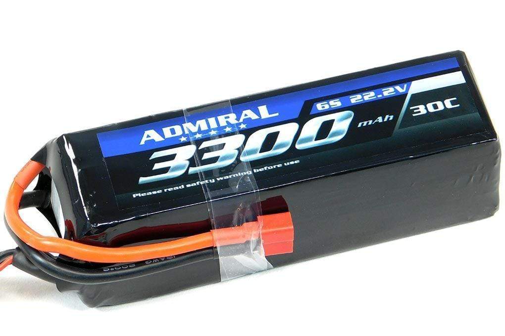 Admiral 3300mAh 6S 22.2V 30C LiPo Battery with T Connector EPR33006