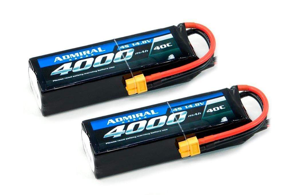 Admiral 4000mAh 4S 14.8V 40C LiPo Battery with XT60 Connector Multi-Pack (2 Batteries) ADM6024-002