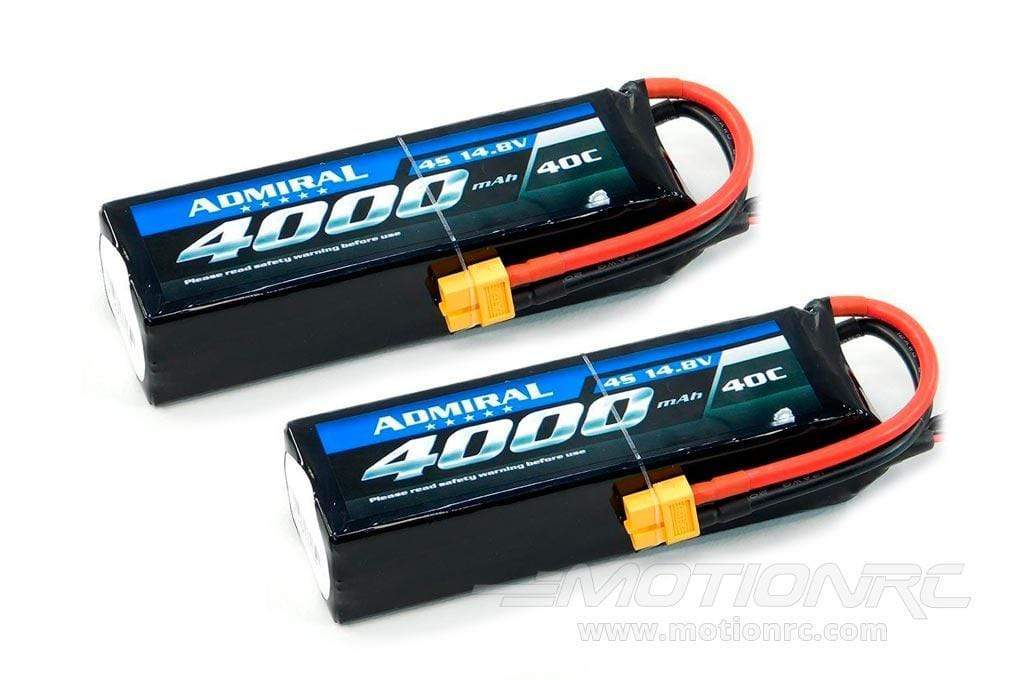 Admiral 4000mAh 4S 14.8V 40C LiPo Battery with XT60 Connector Multi-Pack (2 Batteries) ADM6024-002