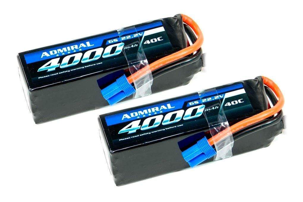 Admiral 4000mAh 6S 22.2V 40C LiPo Battery with EC5 Connector Multi-Pack (2 Batteries) ADM6024-006