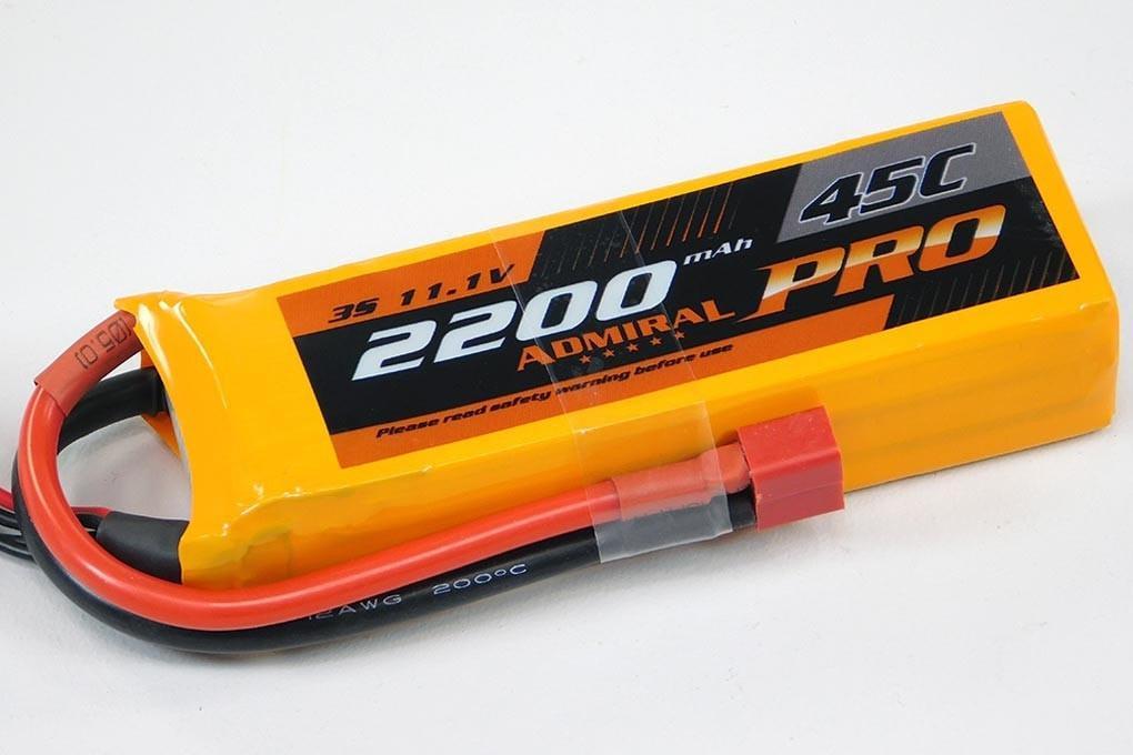 Admiral Pro 2200mAh 3S 11.1V 45C LiPo Battery with T Connector EPR22003PRO