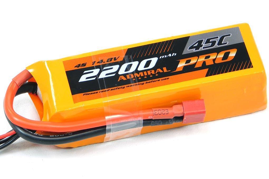 Admiral Pro 2200mAh 4S 14.8V 45C LiPo Battery with T Connector EPR22004PRO