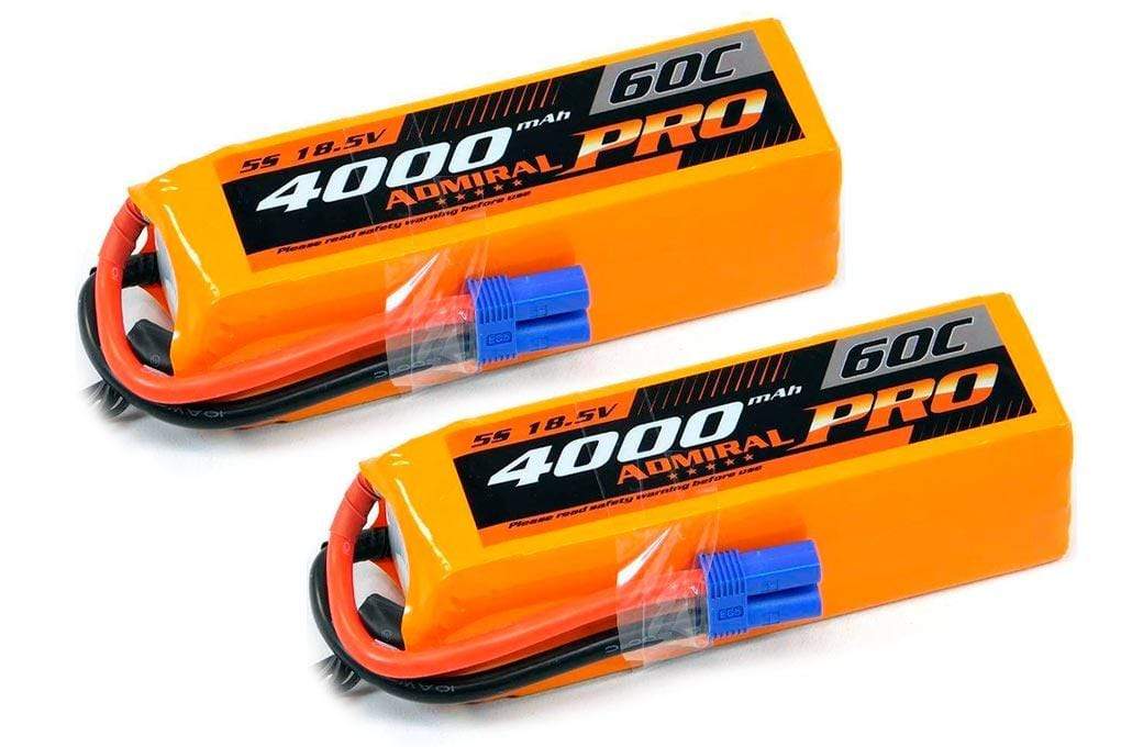 Admiral Pro 4000mAh 5S 18.5V 60C LiPo Battery with EC5 Connector Multi-Pack (2 Batteries)