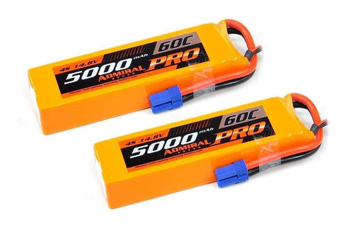 Admiral Pro 5000mAh 4S 14.8V 60C LiPo Battery with EC5 Connector Multi-Pack (2 Batteries) ADM6024-001