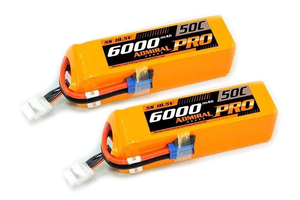 Admiral Pro 6000mAh 5S 18.5V 50C LiPo Battery with EC5 Connector Multi-Pack (2 Batteries) ADM6024-014