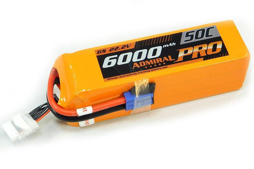 Admiral Pro 6000mAh 6S 22.2V 50C LiPo Battery with EC5 Connector EPR60006E