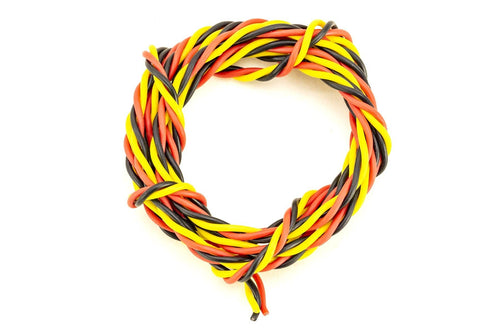 BenchCraft 26 Gauge Twisted Servo Wire - Yellow/Red/Black (1 Meter) BCT5003-003