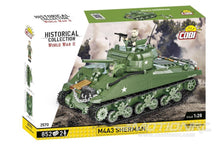 Load image into Gallery viewer, COBI M4A3 Sherman Tank 1:28 Scale Building Block Set COBI-2570
