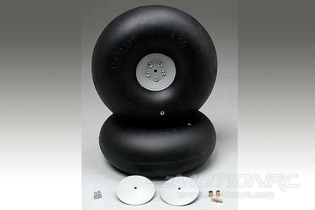 Du-Bro 152.4mm (6") x 62mm Big Inflatable Rubber Wheels for 4mm Axle (2 Pack) DUB600RV