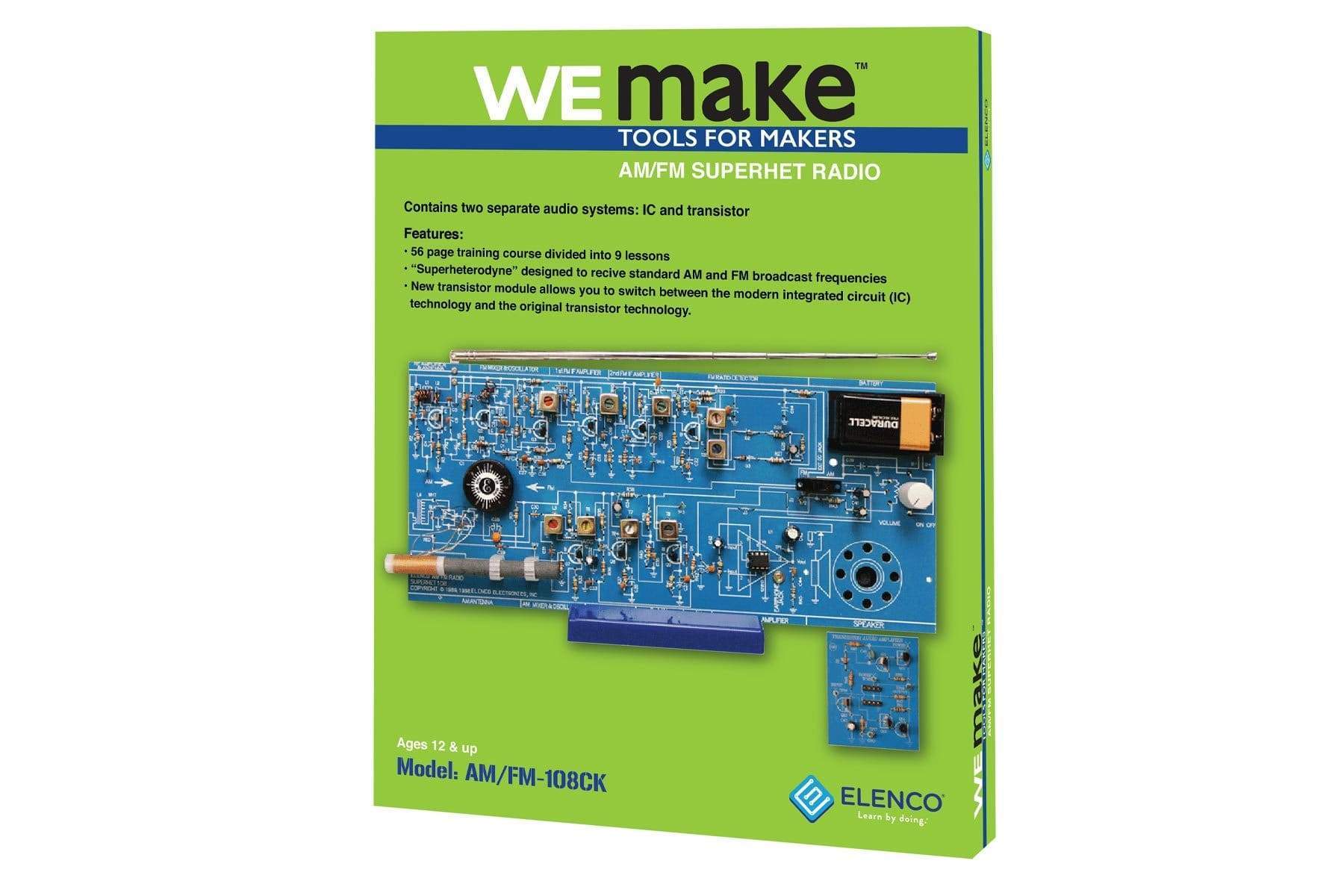 Elenco WeMake AM/FM Radio Kit (IC and Transistor) ELE-AMFM108CK