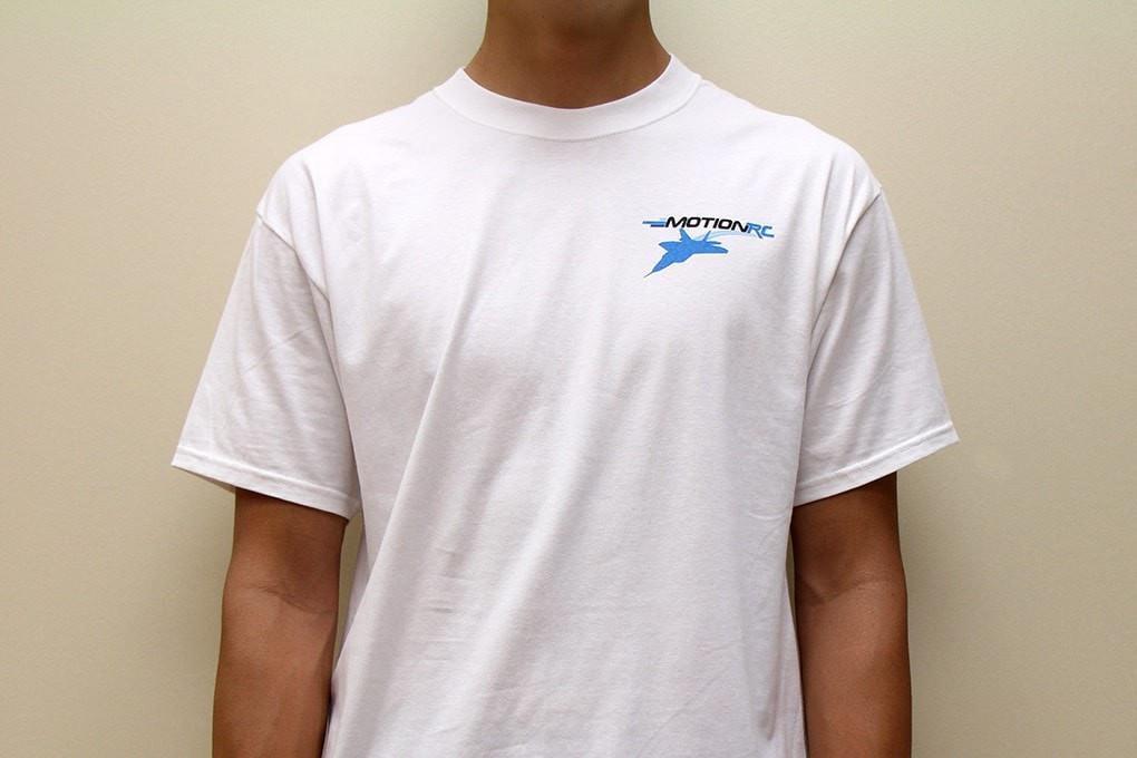 Motion RC Logo T-Shirt with F22 Raptor Graphic - White MRCTSHIRTWHTM